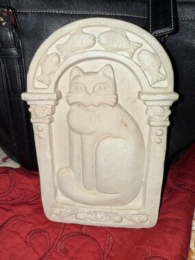 George Carruth Signed Stamped “G” Vintage 1985 Cat w/ Fish, Birds, & Mice Art